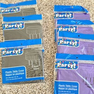 Plastic Table Cover Set - Black and Purple